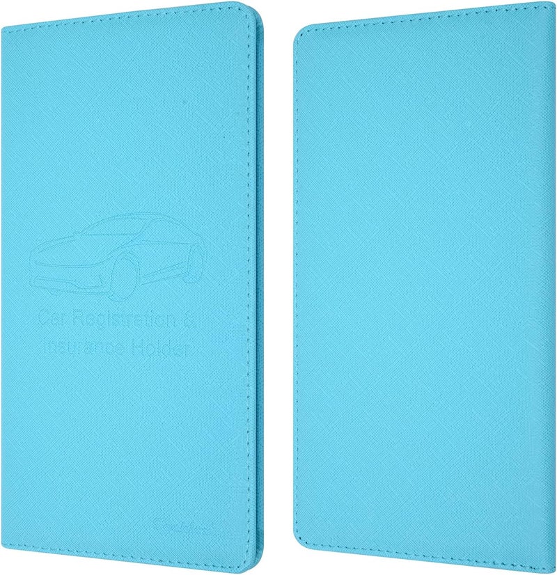 Techion Car Insurance and Registration Holder, 9.5 x 5 Inch PU Leather Vehicle Glove Box Organizer Wallet Case for Insurance Card, Driver License, Paperwork - Mint Green - Image 2